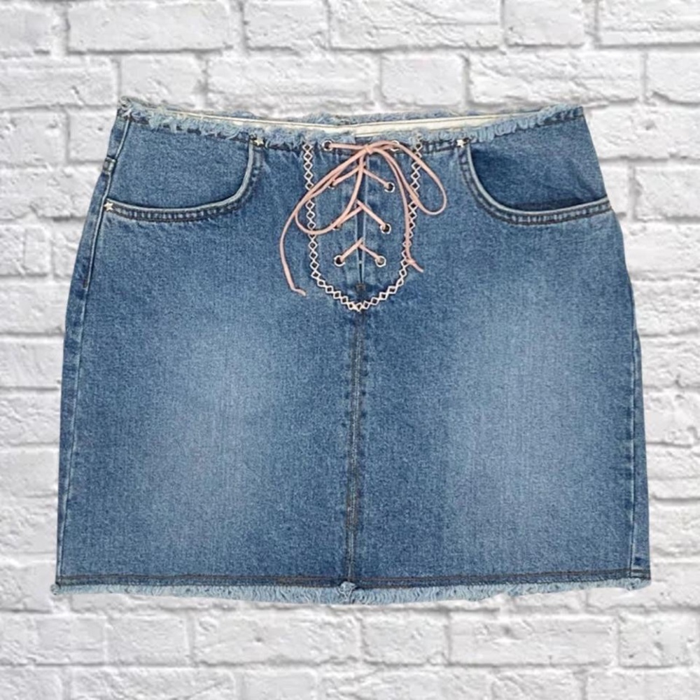 Y2k Lace Up Mini Skirt